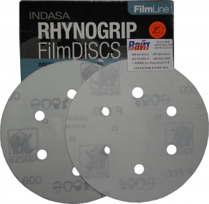 Купить Абразивний диск INDASA RHYNOGRIP FILM LINE на плівці, D150mm, 6 отворів, P800 - Vait.ua