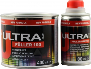 Купить Акриловий 2К ґрунт 5:1 Ultra Novol Fuller 100 (0,4л) + затверджувач (0,08л), сірий - Vait.ua