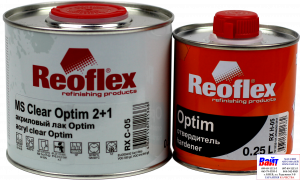 Купить RX C-05 Optim MS Clear 2+1, Reoflex, Двокомпонентний акриловий лак (0,5л) у комплекті з затверджувачем RX H-05 (0,25л) - Vait.ua