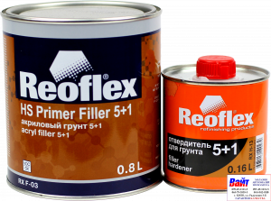 Купить RX F-03 HS Primer Filler 5+1, Reoflex, Двокомпонентний акриловий ґрунт-наповнювач 5+1, чорний - Vait.ua