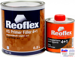 Купить RX F-06 HS Primer Filler 4+1, Reoflex, Двокомпонентний акриловий ґрунт-вирівнювач 4+1, чорний - Vait.ua