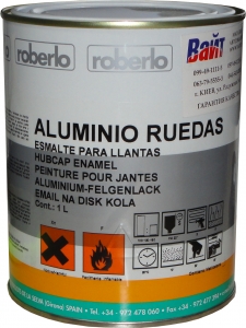 Купить Однокомпонентна емаль Roberlo Aluminio rodas (RAL-9006) для колісних дисків срібляста, 1л - Vait.ua