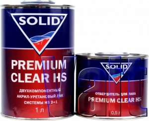 Купить Акрил-уретановий лак Solid PREMIUM CLEAR HS з підвищеним сухим залишком (1л) + затверджувач (0,5л) - Vait.ua