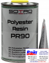 T019010, SOTRO, SOTRO Polyester Resin PR90, Быстросохнущая полиэфирная смола, 1,0кг