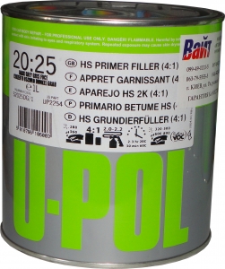Купить 2К 4:1 Акриловий ґрунт-наповнювач S2025 U-Pol HS темно-сірий, 1л - Vait.ua