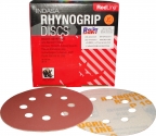 Абразивный диск для сухой шлифовки INDASA RHYNOGRIP RED LINE (Красная линия), диаметр 125 мм, 8 отверстий, P60