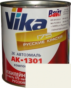 Купить 201 Акрилова автоемаль Vika АК-1301 "Біла" (0,85кг) в комплекті зі стандартним затверджувачем 1301 (0,21кг) - Vait.ua
